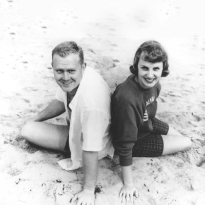 Jack and Barbara Nicklaus at the beach during college
